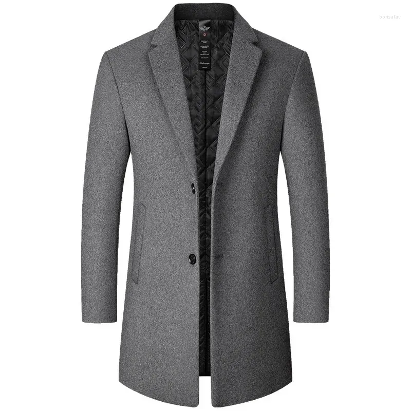 Trenchs pour hommes 2024 coupe-vent longue longueur au genou automne et hiver coton veste chaude lâche costume col double boutonnage manteau de laine