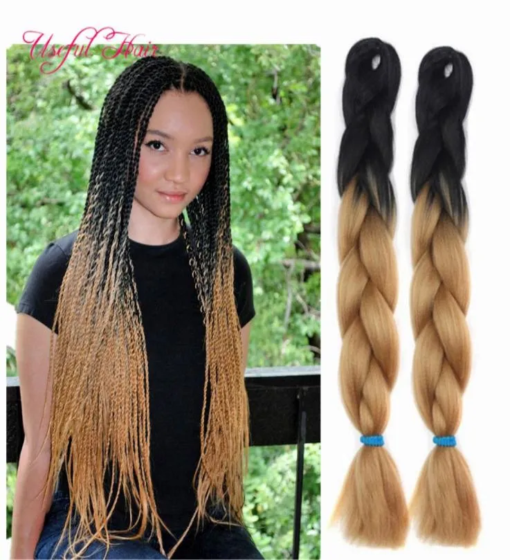 two tone black brown JUMBO BRAIDS HAIR tresse cheveux 24inch jumbo braiding ombre box braids hair curly kanekalon crochet syntheti8412281