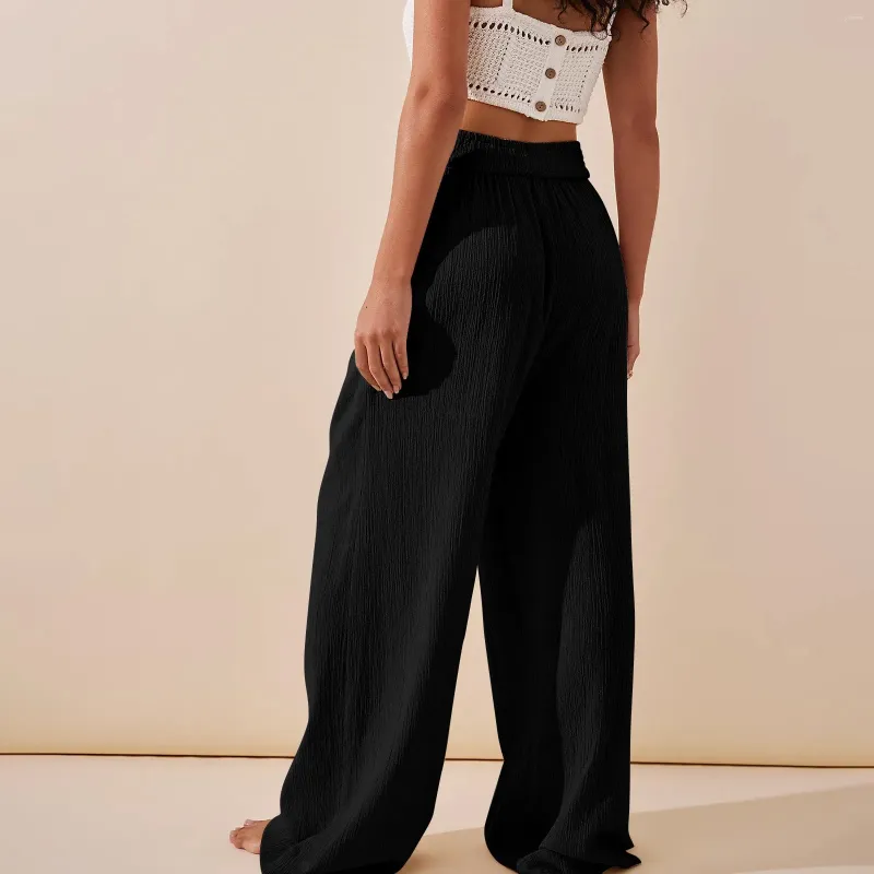 Vintage Linen Women Long Casual High Waist Trouser