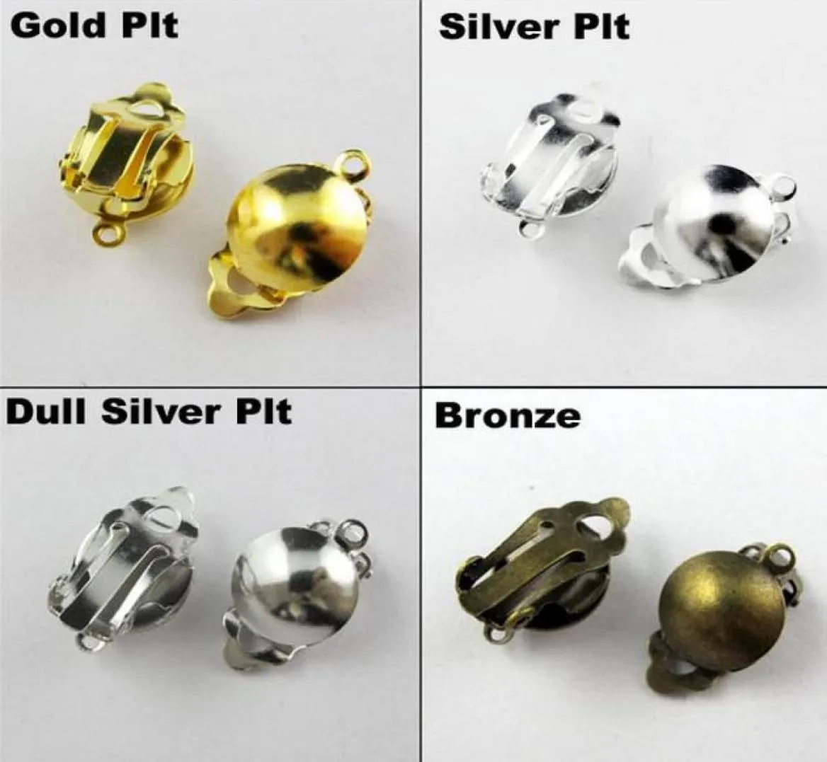 100pclotラウンドボールパッドクリップフックイヤリングの調査結果Goldsilverbronzedull Silver PLT2897654