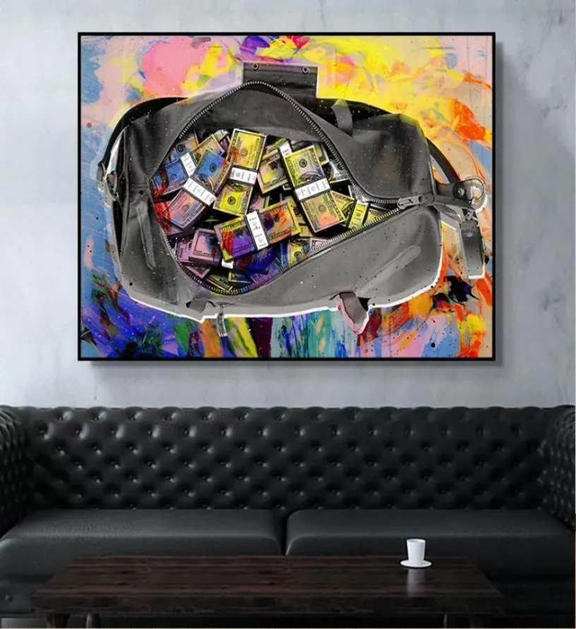 Nórdico abstrato bolsa dinheiro cartazes e impressões pintura em tela quadro arte da parede imagem para sala de estar decoração casa cuadros2093922