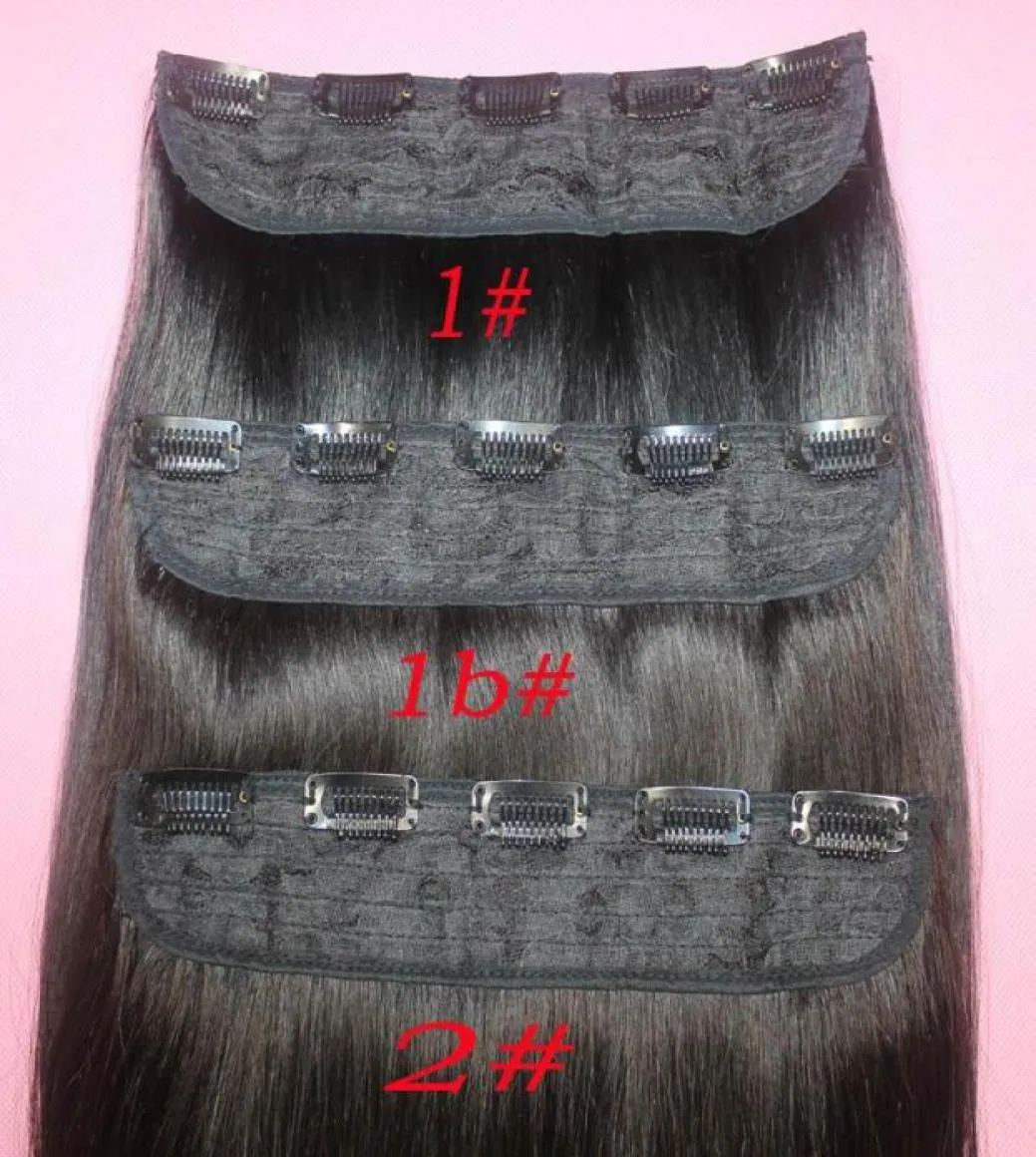 Extensions de cheveux naturels brésiliens Remy à clips, 110g, clips lisses, 1B 2 8, brun 613 blond, 5 clips, Hair7572695