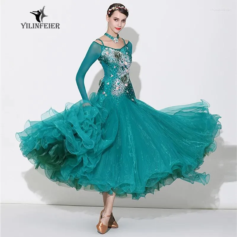 Сценическая одежда, высококачественное бальное платье для вальса, платья для соревнований, стандартная танцевальная одежда, танго S7033
