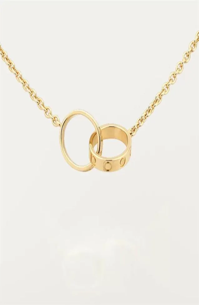 Fashion Classic Design Pendant Love screw cap Necklace for men women double Loop ring full cz two rows diamond pendant Jewelry Col1845742