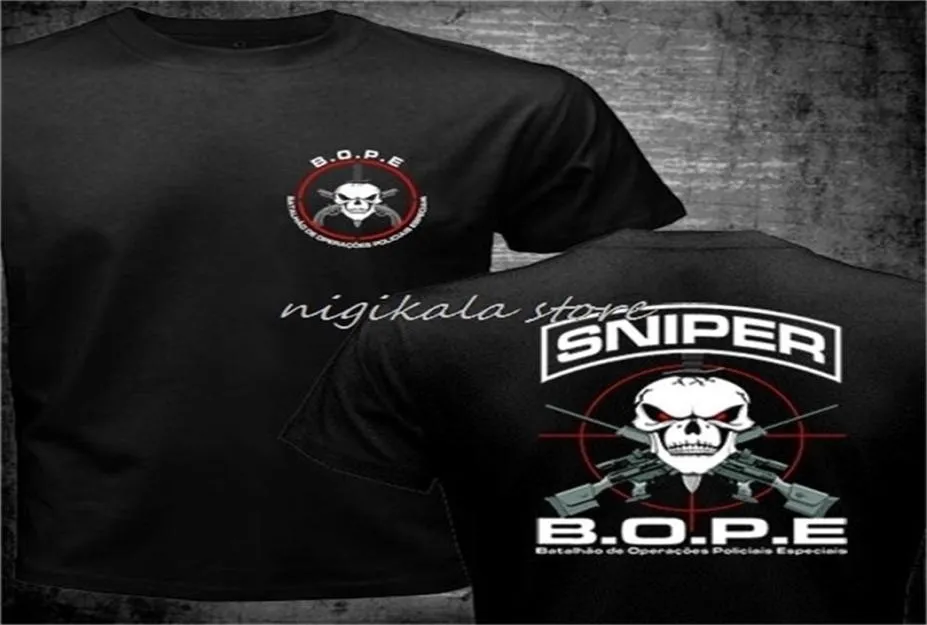 Men039s T Shirts BOPE Tropa De Elite Sniper Unit Scout Brazil Special Forces T shirt men two sides gift Casual tee USA size S33042028