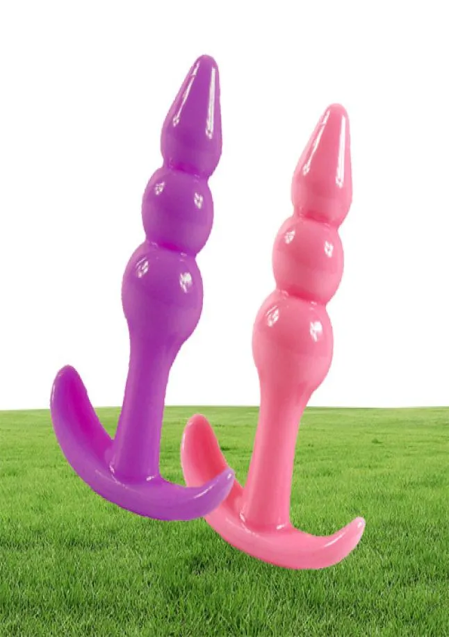 NOVO Butt Plug Jelly ROSA Anal Brinquedos Massageador Real Sensação de Pele Adulto Men039s Women039s Sex Toy anal plug3477116