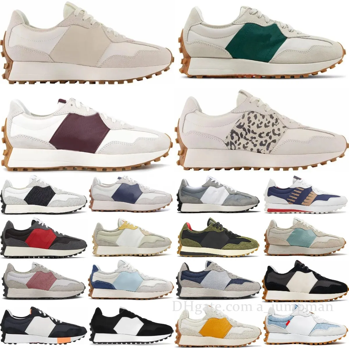 Ny N 327 Sneakers Mens Sports Shoes NB White Navy Rinnande skor Blue Light Camel White Grass Green Sea Salt Red Bean Milk Dark Grey Womens 327s Low Jogging Walking Shoes