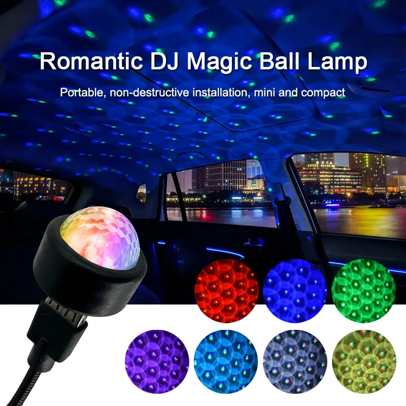 LED dekoratif mini ritim ışık küçük sihirli top atmosfer aşaması dj ışık araba renkli usb taşınabilir atmosfer ışık