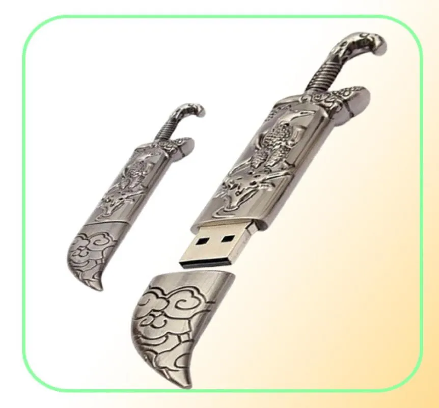 Gerçek Kapasite 16GB128GB USB 20 Metal Kılıç Modeli Flash Bellek Çubuğu Depolama Başparmak Kalem Sürüşü 6627270