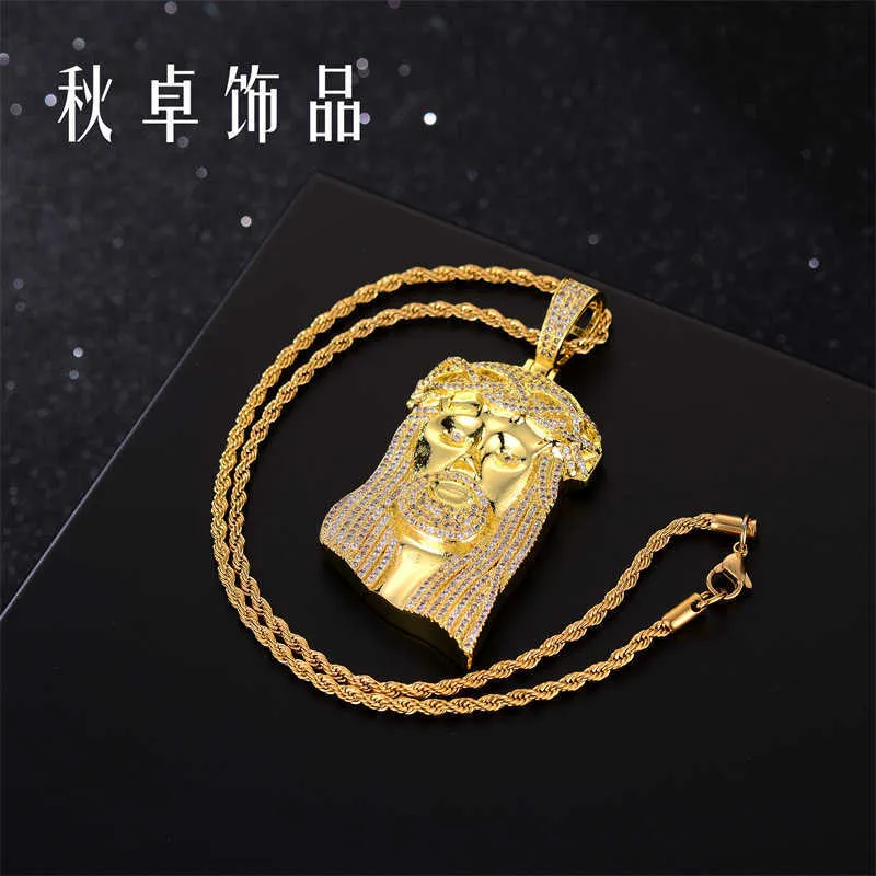 Collier pendentif avatar jésus, avec alliage de diamants incrustés de hip-hop, offre spéciale