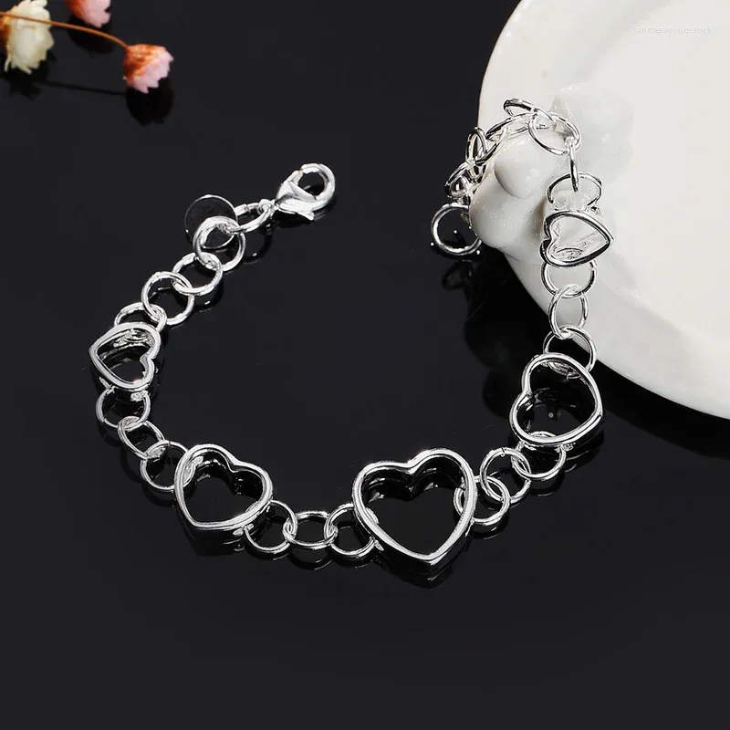 Charm Armbänder Hohe Qualität 925 Sterling Silber Armband Herzförmig Einfach Für Frau Party Schmuck Geschenk