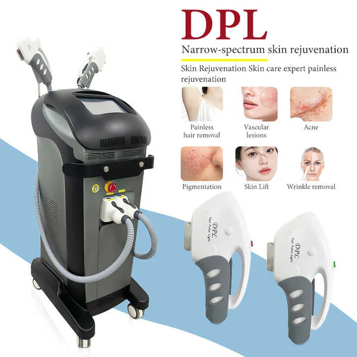 2024 Hot Selling DPL Laser Fast Hair Removal Skin Rejuvenation Drawing Acne Borttagning Multifunktion IPL Dubbelhandtag Skönhetsmaskin