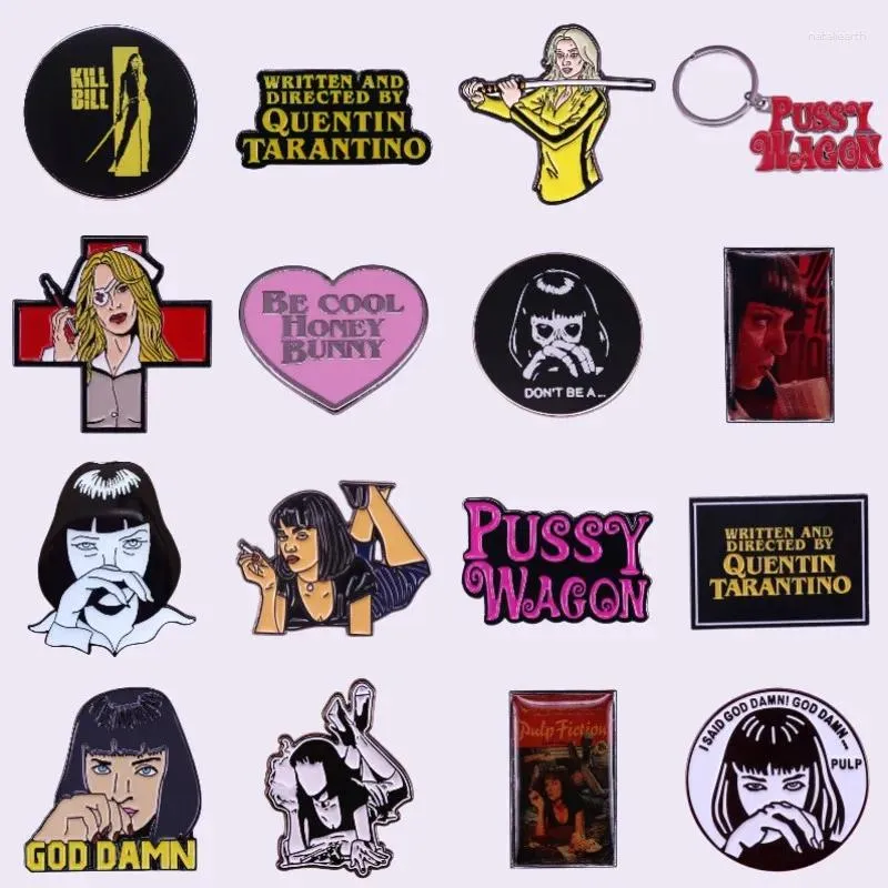 Broches Beroemde Amerikaanse Directeur Quentin Tarantino Film Sets Emaille Pins 90s Klassieke Fans Revers Rugzak Geschenken Groothandel