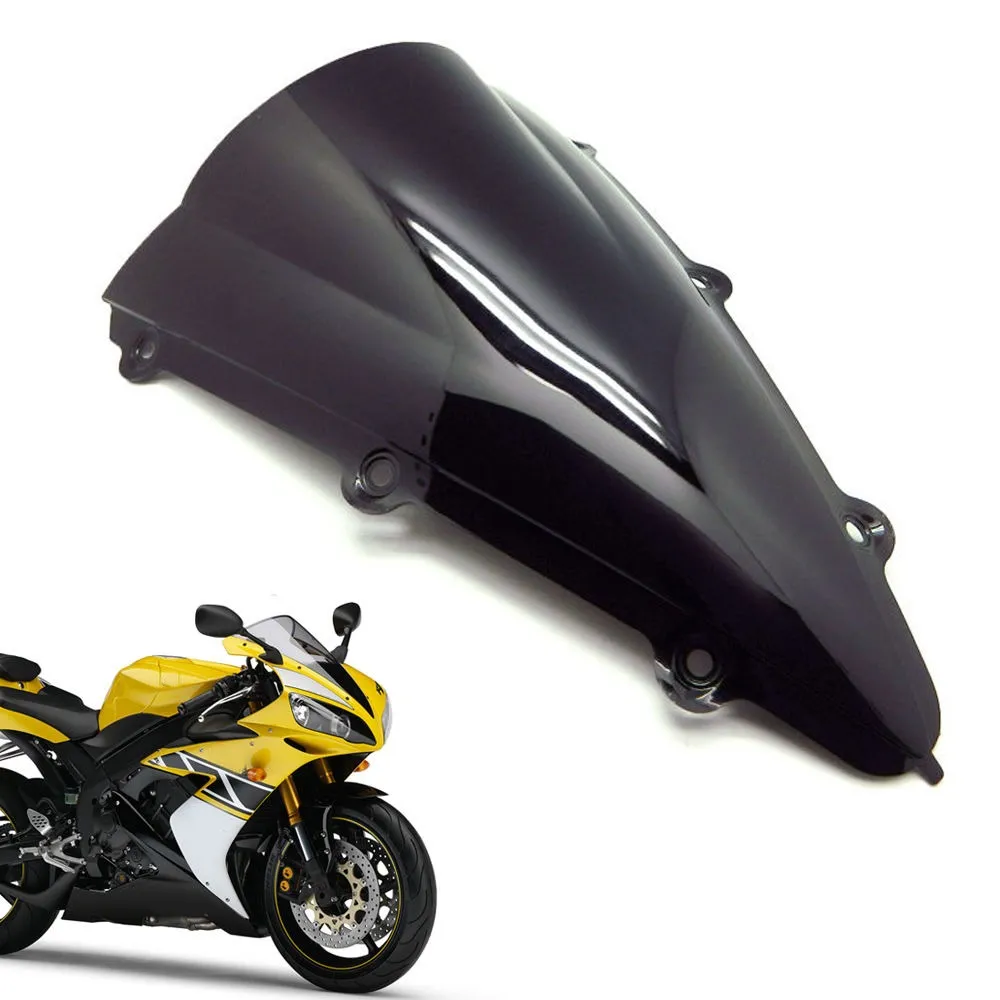 Para-brisa para motocicleta, preto transparente, bolha dupla, abs, para yamaha yzf r1 YZF-R1 2004-2006