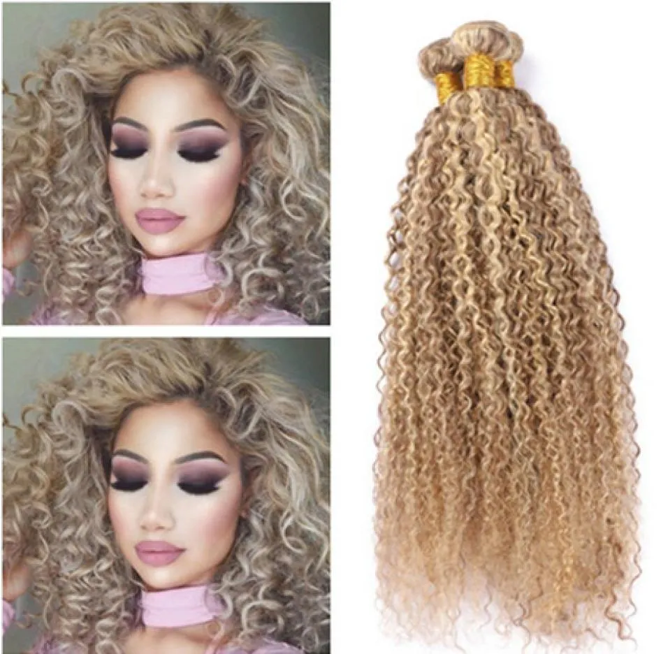 Virgem Peruano Piano Cor Misturada Cabelo Humano Tecer Pacotes 3 Pcs Kinky Curly Piano 8613 Destaque Cabelo Humano Dois Tons Ombre Exten2157516