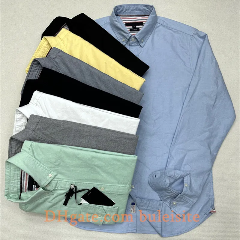 Camicie casual da uomo Camicia firmata Camicia da uomo ampia Camicia da lavoro a maniche lunghe ricamata tinta unita Camicia da lavoro di colore normale a più colori Camicetta stile americano T222