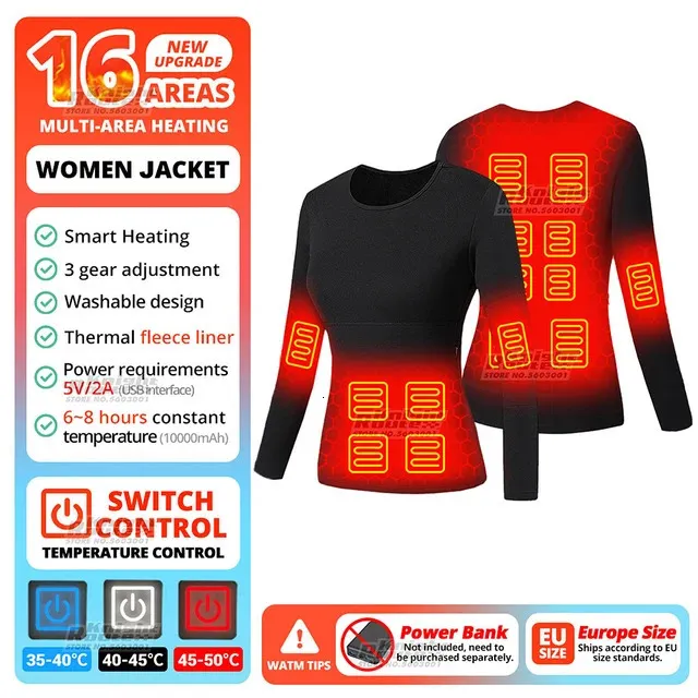28 Areas Heated Jacket Men Self Heating Vest Women Heated Thermal