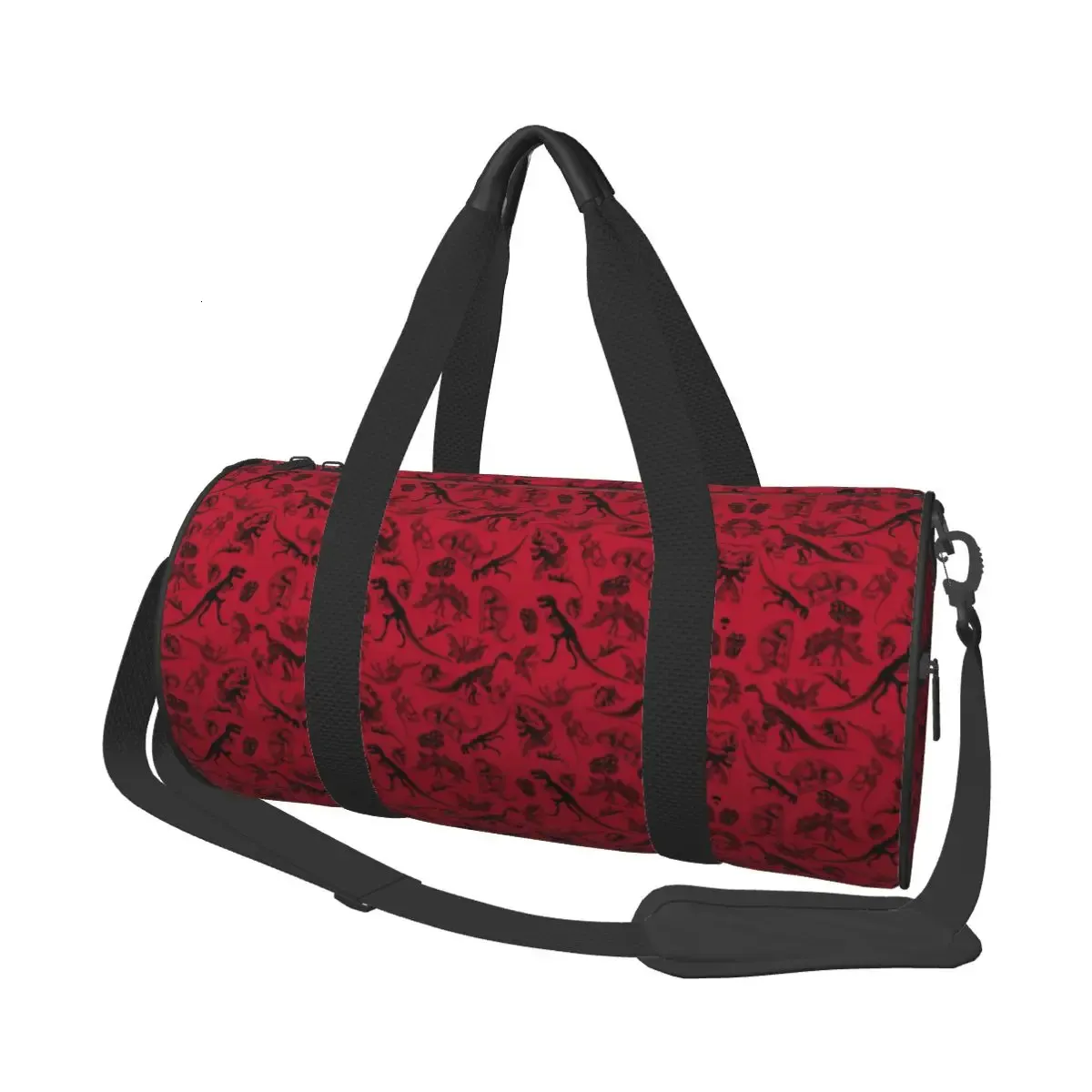 Gym Bag Vintage Dinosaurs Skeletons Sports Bag with Shoes Crimson Red Men Waterproof Printed Handbag Novelty Travel Fitness Bag 240102