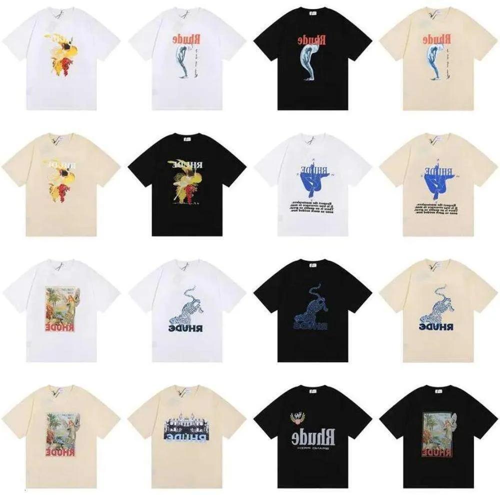 Rhude Brand imprimé T-shirt Men Femmes Round Neck T-shirts printemps Summer High Street Style Top Tees Rhude Asian Size S-XL Camiseta pas pas cher Loe