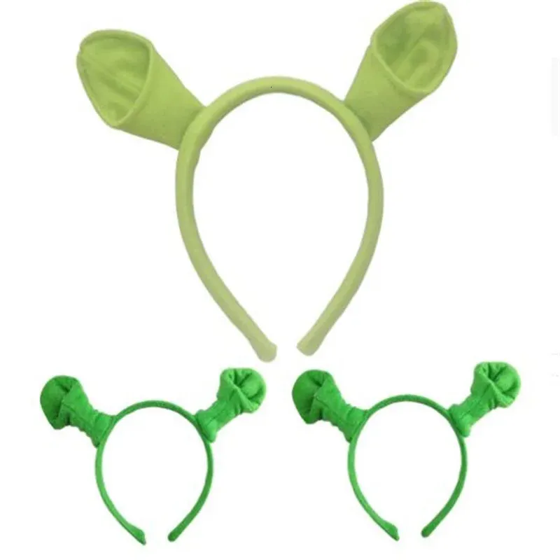 Verde Shrek Headband de pelúcia Halloween Crianças Adulto Show Hair Hoop Party Costume Item Masquerade Party Supplies 231229