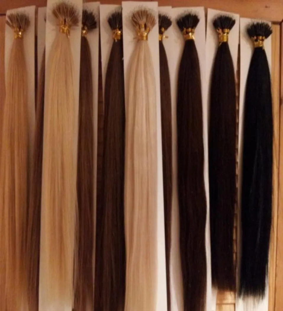 ELIBESS Top Quality Nano Rings Hair Extensions double drawn 1g/Strand 100g/pack 16"-24" 1B# No No Shedding Fast Shipping6405234