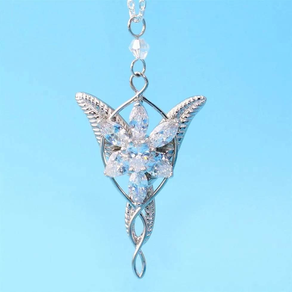 925 Sterling Sliver Wedding Jewelry Lord Princess Arwen Evenstar Pendant Halsband för kvinnor Arwen Crystal Q0531203X