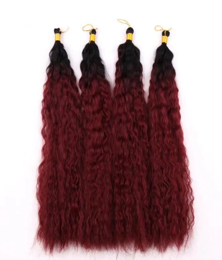 Fashion Beautful Hair Kinky Crochet Braids African American Synthetic Extensions Ombre Burgogne Color3869365