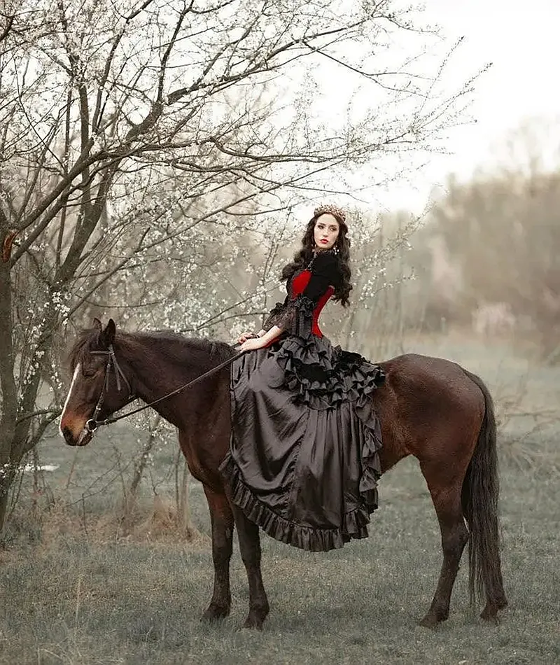 green emerald velvet dress Victorian Steampunk Corset Top and Skirt main image 1