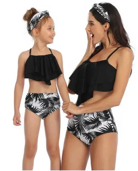 draag ouder kind swiwear badpak bikini pak split kinderen vrouwen meisjes kinderen sexy yakuda flexibele stijlvolle luipaardprint bikini pak s