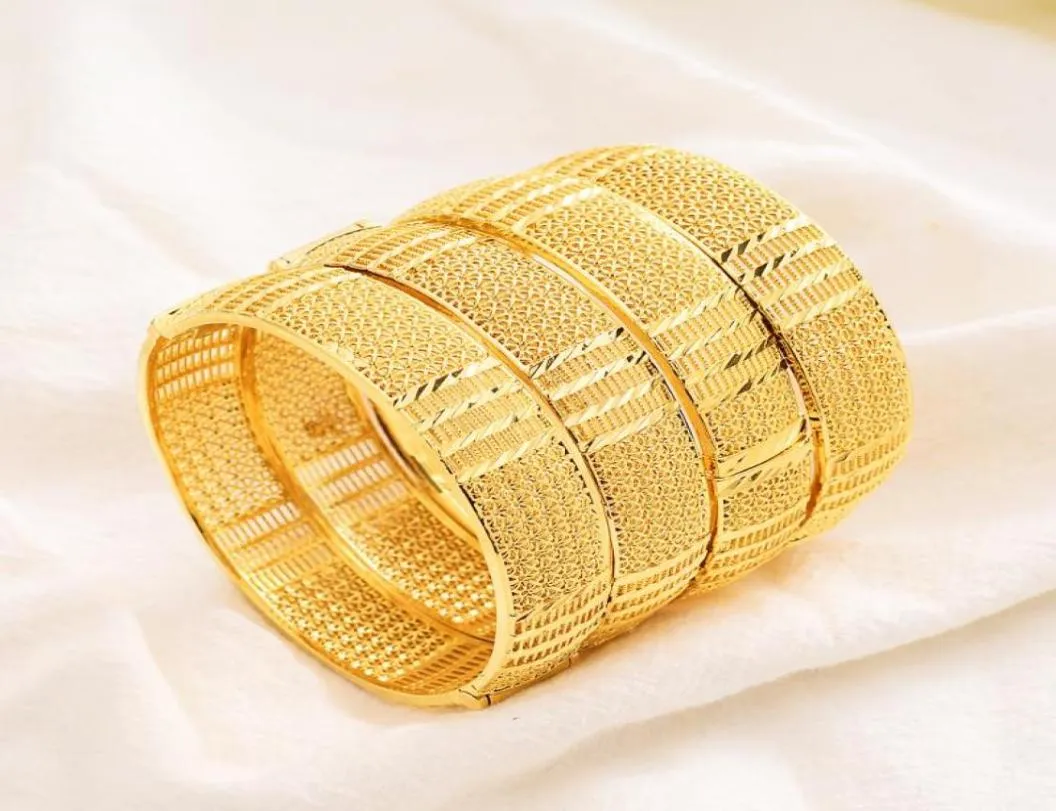 Bangle 4sts Luxury 24k Gold Plated Ethiopian SMEEXHLE BANGLES FÖR KVINNA DUBAI RAMADAN BANGLESBRACET Africanarab Weeding Gift3378368