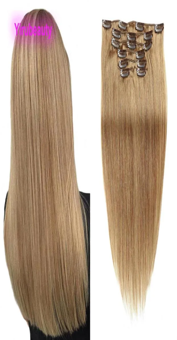 Indische Remy 1424 Zoll Clip-in-Haar 1 2 4 8 10 Farbe gerade Clips auf Haarverlängerungen 100 reines Echthaar8390265