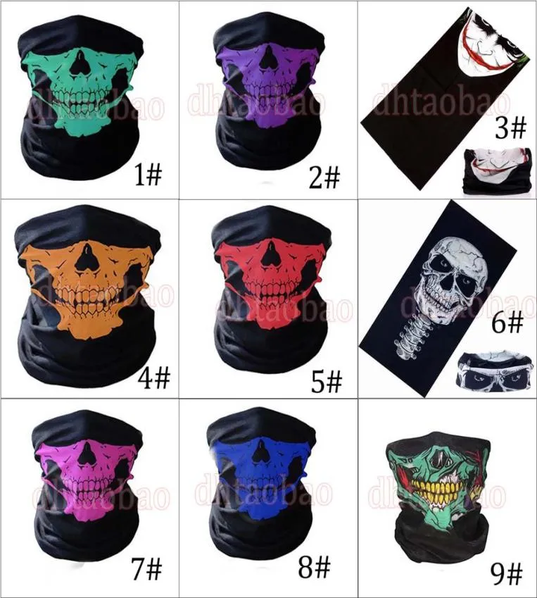 MOQ50PCS 25495cm Halloween Crâne Bandanas Cou Masque Facial Foulard Tubulaire Multifonctionnel Écharpe Sans Soudure Turban Bandeau Unise4133385