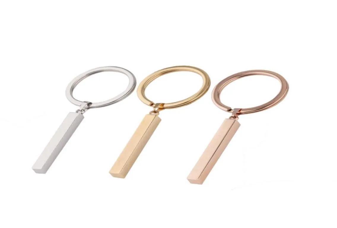 100 Stainless Steel Blank Bar Rectangle Keychain For Engrave Metal Name Plate Key Chain Mirror Polished 10pcs2912610