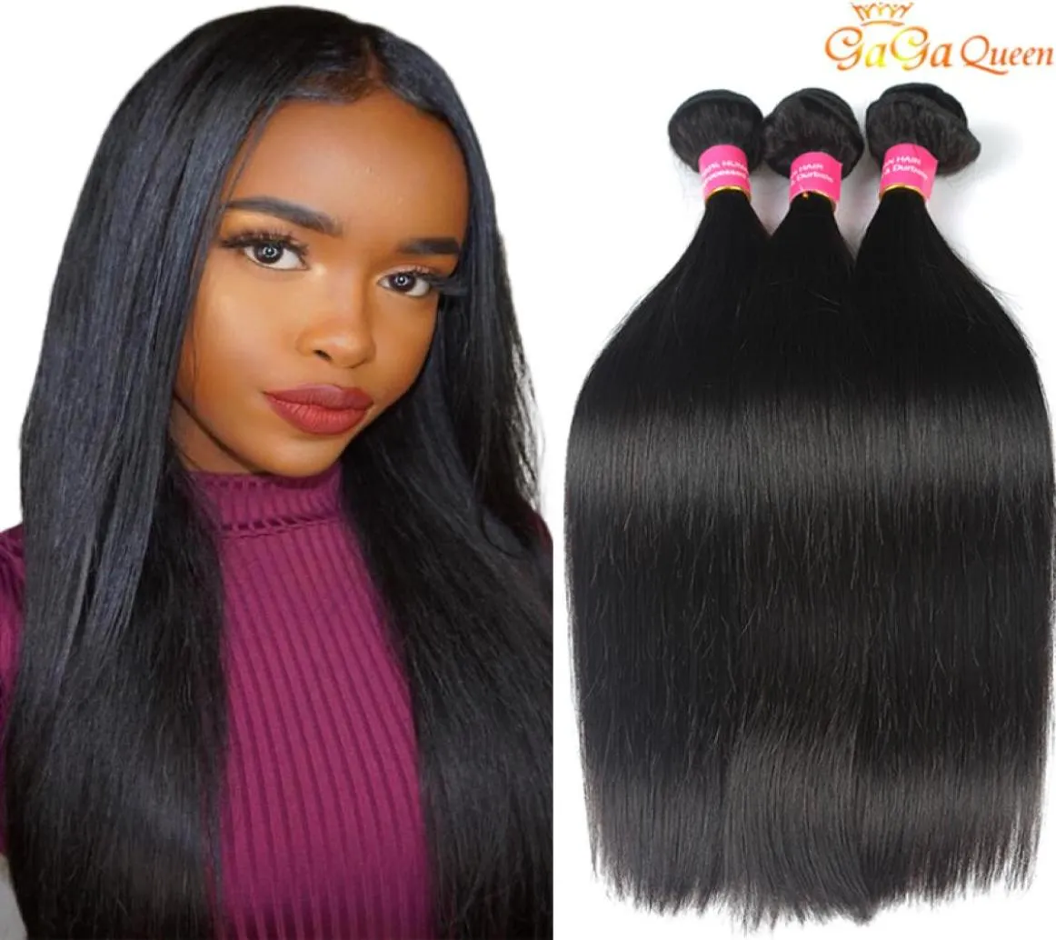 Gagaqueen Brazylijskie dziewicze proste włosy Retki 100 Human Hair Peruvian Indian Prosty Bundles Natural Color2761657