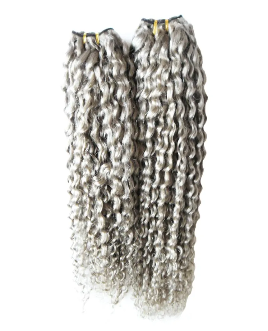 Brasiliansk hårvävbuntar 2pcslot grå vävning av mänskliga hårbuntar 200g virgin hårförlängning 2 st 4632754