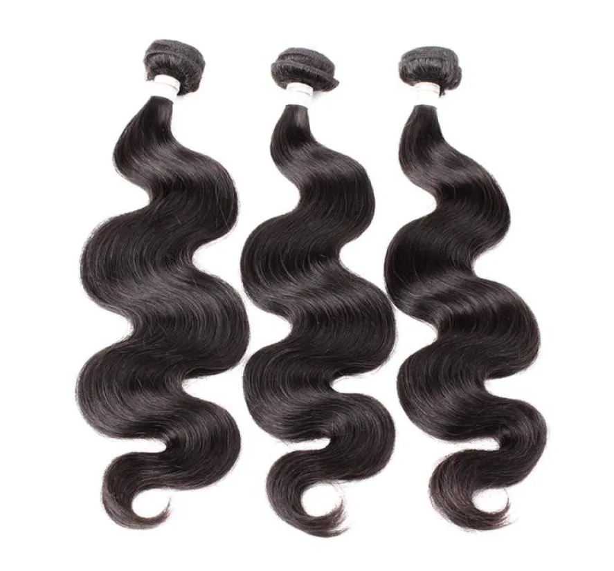 Greatremy Peruansk hår 3 Buntar Virgin Human Hair Weave Wavy Body Wave Hair Weft Extension Natural Color 2537186