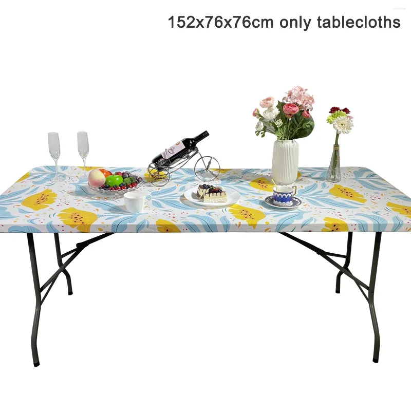 Tischdecke mit elastischem Rand, wasserdicht, auslaufsicher, rechteckige Tischdecke, schmutzabweisend, für Essen im Freien, Camping, Dekoration, Küche, Buffet, Partys