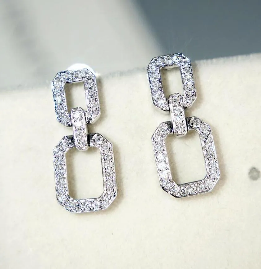 Victoria Super Star longue boucle d'oreille bijoux de luxe en argent Sterling 925 pavé complet saphir blanc diamant géométrie femmes goutte Ea9244253