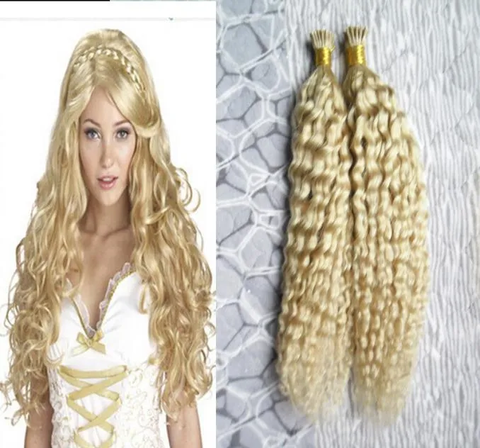 613 Bleach Blonde indiano remy cabelo humano i ponta cabelo 100g loiro 100s pré colado queratina stick tip cabelo humano5877886