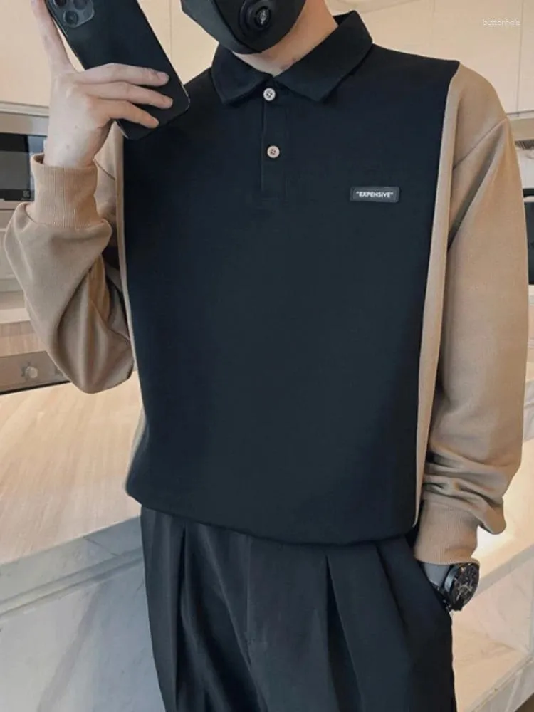 Polos masculinos top preto camiseta para homem polo moletom roupas inverno em massa regular ajuste algodão f luxo 2024 com emo it
