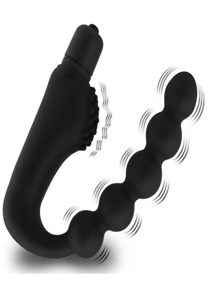 Yutong Silicone 10 vitesses Plug Anal Masseur de Prostate Vibrateur Butt Plugs 5 Perles Jouets pour Femme Hommes Adulte Boutique de Produits o3546089