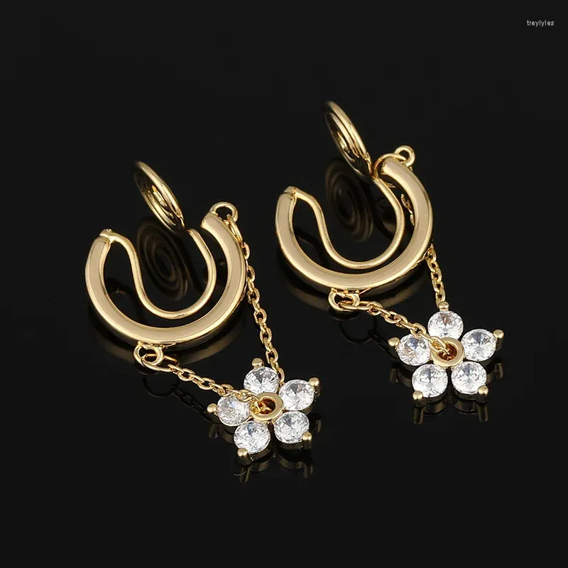 Stud Earrings Fashion Simple Zircon Flower Mosquito Coil Ear Clip Wild Metal Small Earring Tassel Jewelry Female