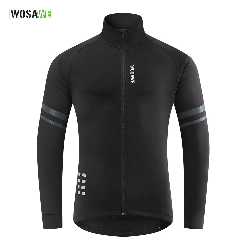 Wosawe Warm Jacket Winter Fleece Thermal Cycling Jacket Long Jersey Running Coat Biker Riding Road Cykelkläder240102