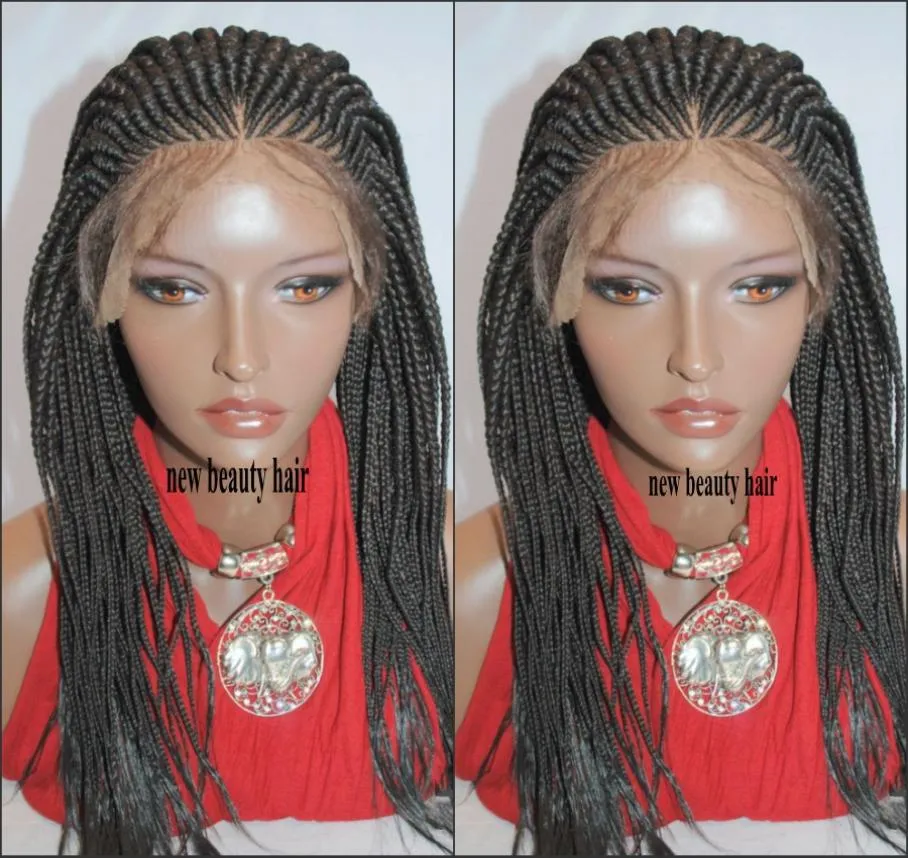 180 densidade artesanal renda frontal cornrow peruca áfrica estilo feminino caixa trança peruca de crochê tranças peruca dianteira do laço com bebê hai3585628