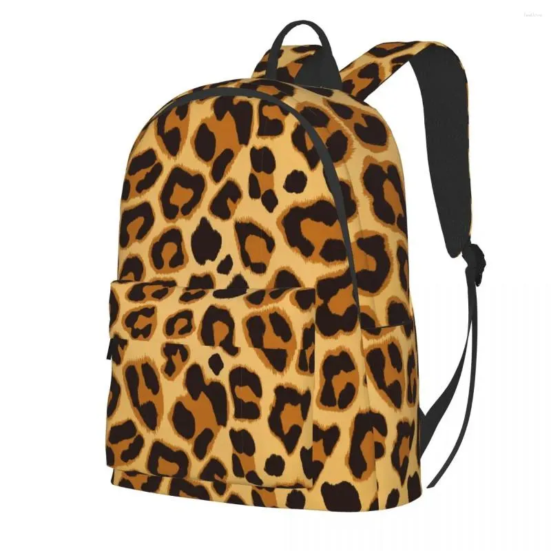 Zaino Stampa leopardata Macchie arancioni bruciate scure Zaini da trekking Borse da scuola superiori Kawaii femminili Design Zaino leggero