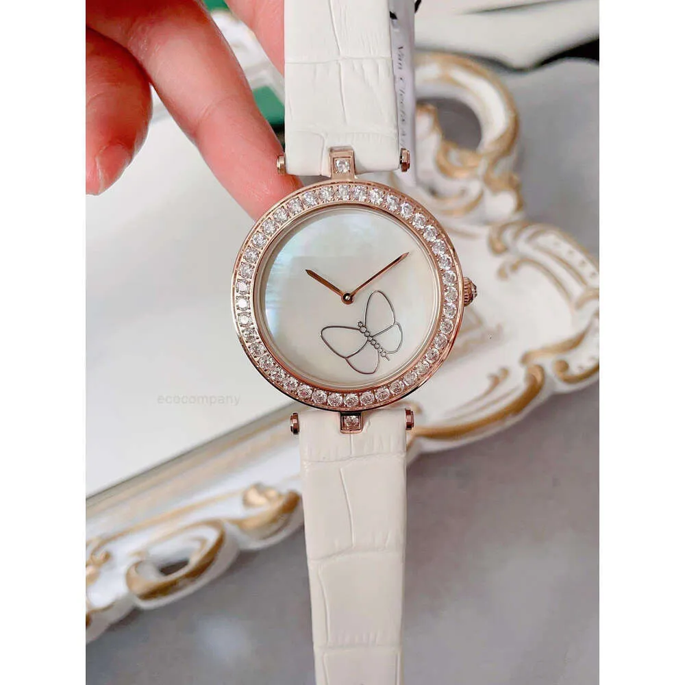 Women Designer Van Luxury Fashion Causal Watch Cleefly Quartz New Women's Belt Diamond Thin Waterproof Charms Butterfly Montre de Luxe J7YW JGPR