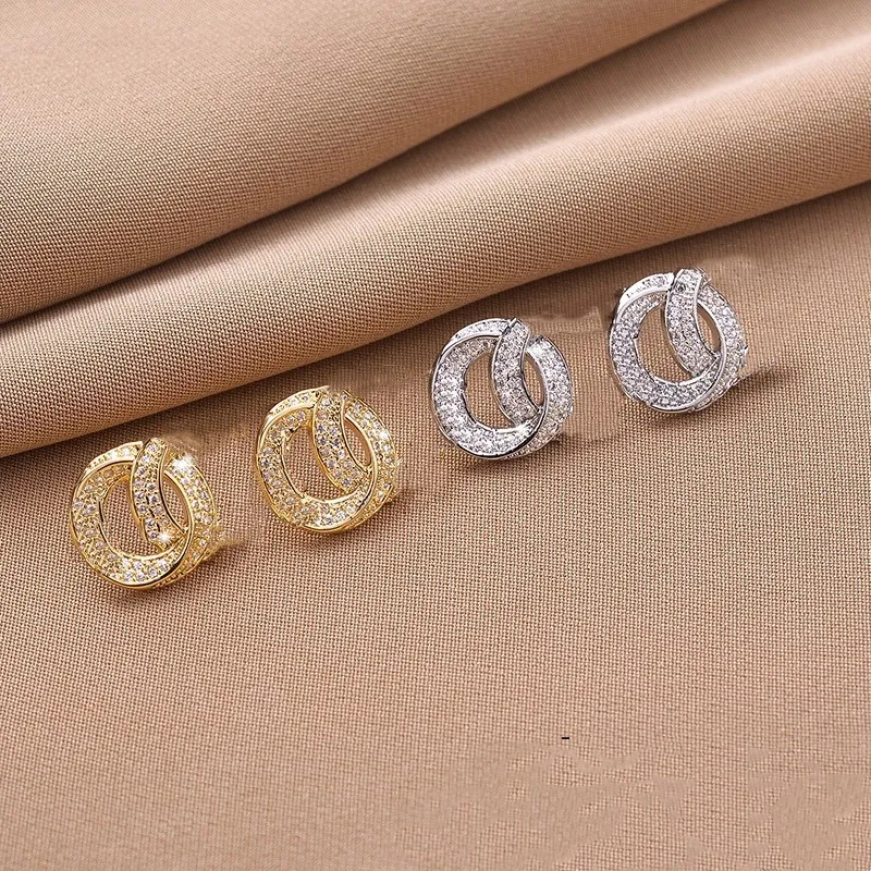 New Diamond Earrings Designer Earrings for Woman Round Earrings Brass Fashion Jewelry Supply