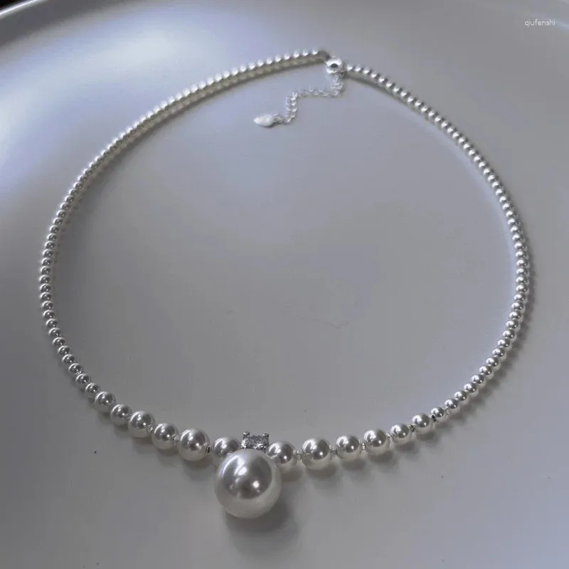 Choker S925 Sterling Silber Kleine Stücke Von Perlen Halskette Für Frauen Licht Luxus Minderheit Schlüsselbein Kette Hals Echt S