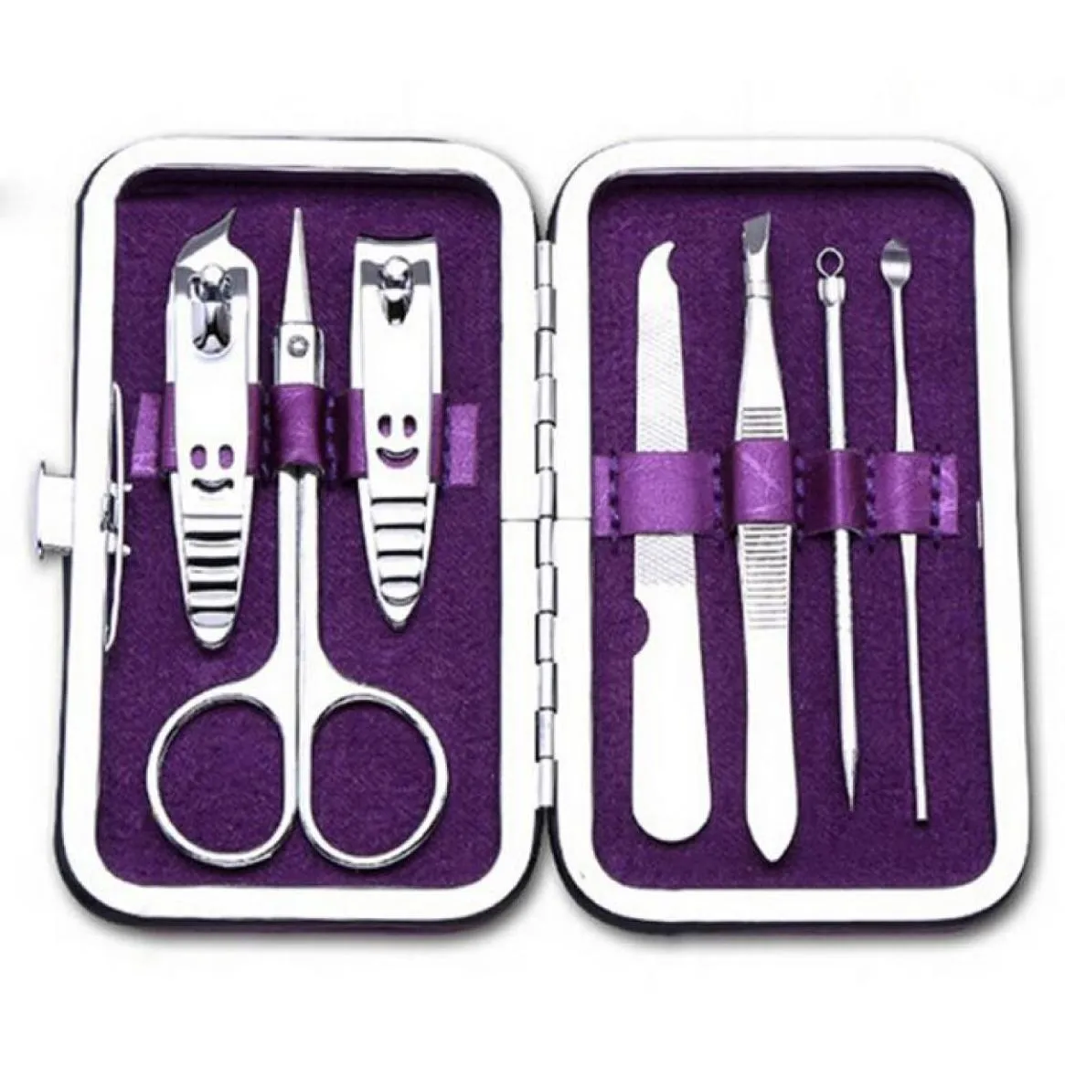 Whole7PCS nagelverktyg Ny ankomstmanikyr Set Nail Care Clippers SCISSORS Travel Grooming Kits Case1641949