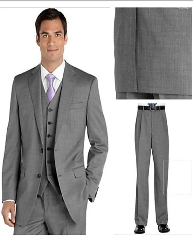 Ternos masculinos feitos sob encomenda blazer calças padrinhos smoking cinza claro jantar de casamento à noite terno masculino ternos casuais (jaqueta calças colete)